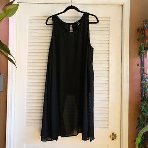 Torrid Size 1 Maxi Tank Top Black Chiffon Layered Side Slit Longline